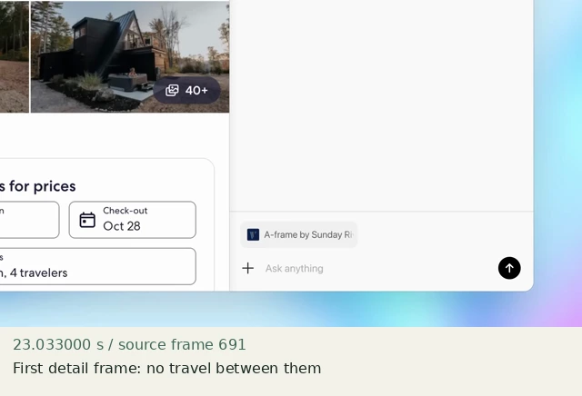 First detail frame: no travel between them at source 23.033000 seconds