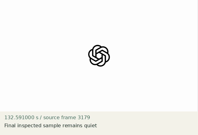 Final inspected sample remains quiet at source 132.591000 seconds