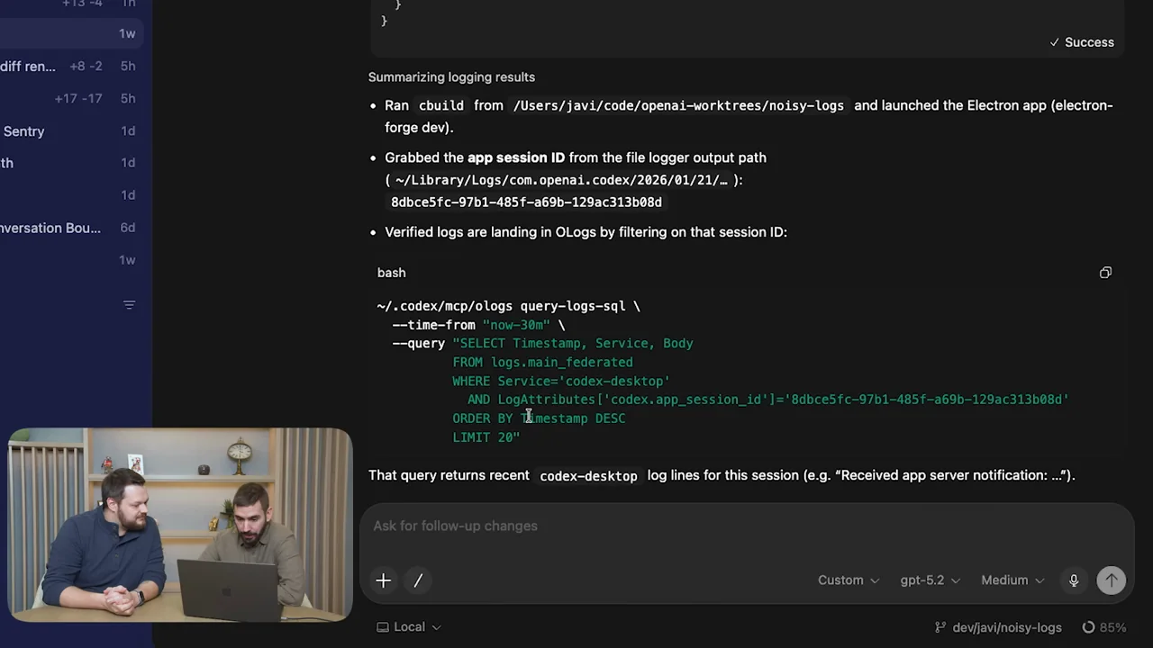 The conversation returns to a summarized result.