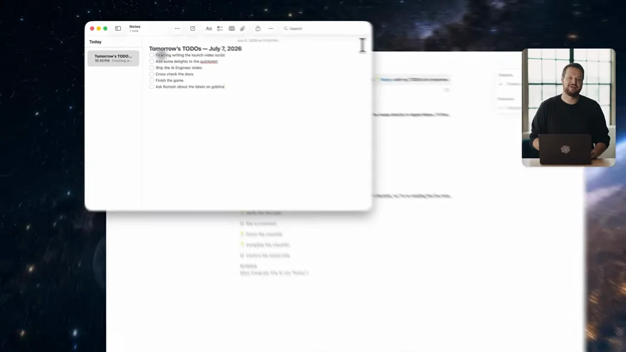 The Notes app displays the resulting task list.