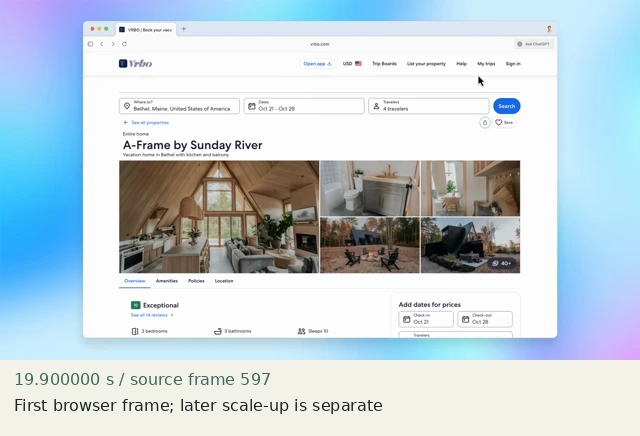 First browser frame; later scale-up is separate — source frame 597