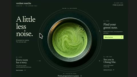Source frame at 55.500s. Circular matcha bowl design; draped-green alternative.