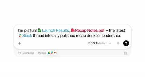 Source frame at 10.500s. Composer references spreadsheet, PDF, and Slack material.