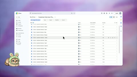 Source frame at 115.500s. Testimonial panel, file list, transcript-selection prompt.