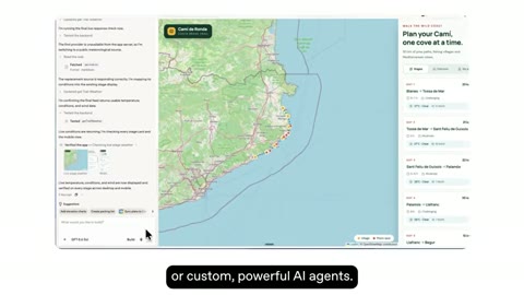 Source frame at 30.500s. Builder composer, coastal map, and mobile weather interface.