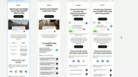 Source frame at 150.500s. Chat view, email columns, illustrated publisher card.