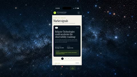 Source frame at 50.500s. Contract cards, market cards, then mobile chat request.