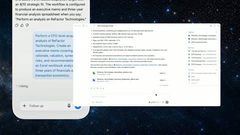 Source frame at 60.500s. Overlapping phone/desktop views, document pages, then Excel model.
