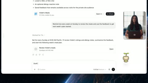 Source frame at 100.500s. Phone rating form, scheduled task, unsent email draft.